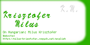 krisztofer milus business card